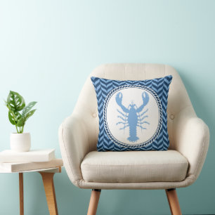 Nautical Blue Lobster coastal  Cushion