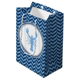Nautical Blue Lobster coastal  Medium Gift Bag