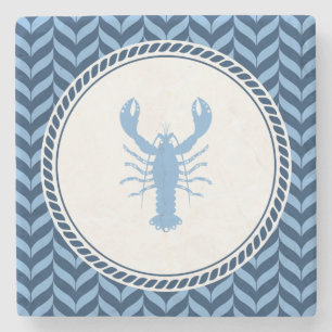 Nautical Blue Lobster coastal Stone Coaster