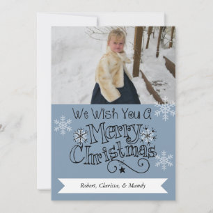 Nautical Blue Merry Christmas Photo Holiday Card