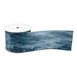 Nautical Blue Ocean Water Satin Ribbon