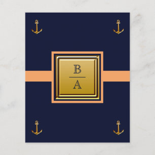 Nautical Blue Orange Budget Wedding Invitation Flyer