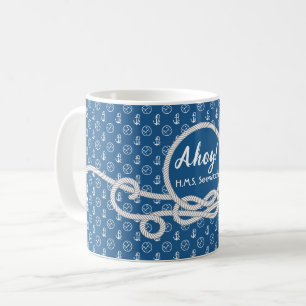 "Nautical Blue" Personalised Captain's Coffee mug