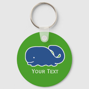 Nautical Blue Preppy Whale Personalised Key Ring