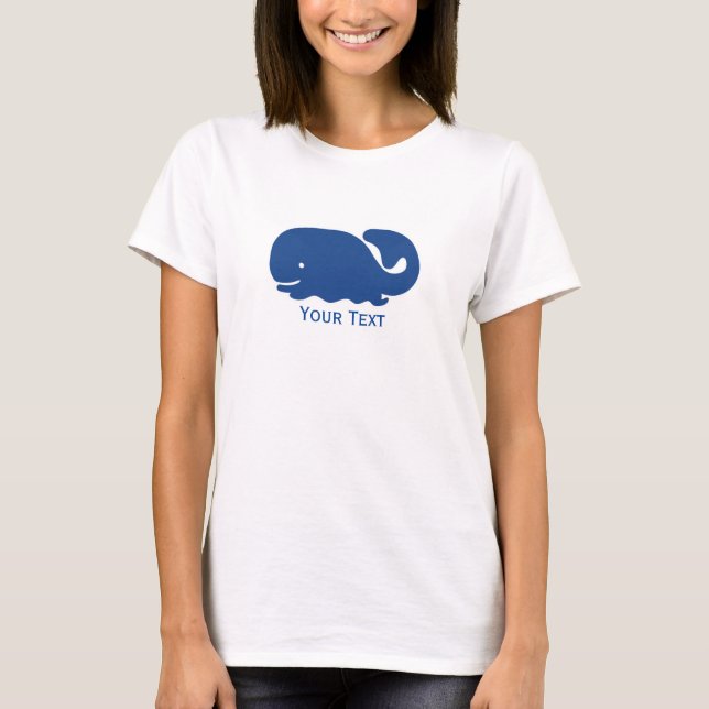 Nautical Blue Preppy Whale Personalised T-Shirt (Front)