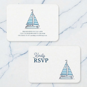 Nautical Blue Sailboat Birthday RSVP Enclosure Card