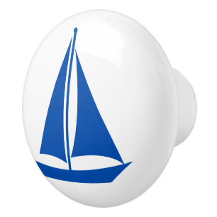 Nautical Blue Sailboat Ceramic Knob