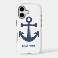 Nautical Blue Ship Anchor Custom Boat Name