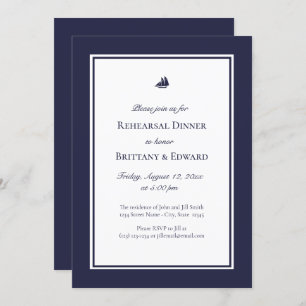 Nautical Blue Ship Rehearsal Dinner Invitations