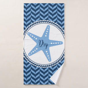 Nautical Blue Starfish coastal  Bath Towel