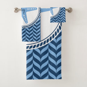 Nautical Blue Starfish coastal  Bath Towel Set