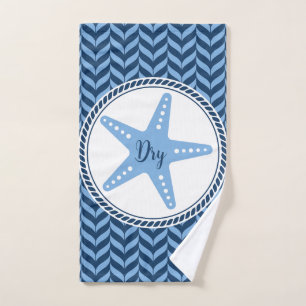 Nautical Blue Starfish coastal Hand Towel