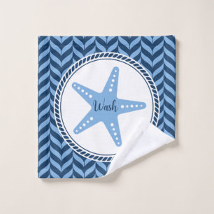 Nautical Blue Starfish coastal Wash Cloth