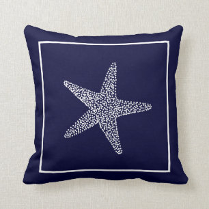 Nautical Blue Starfish Throw Pillow CBendel Design