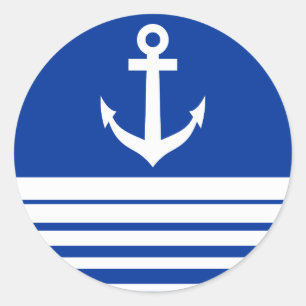 Nautical blue stickers with ship anchor