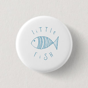Nautical Blue Stripe Little Fish  3 Cm Round Badge