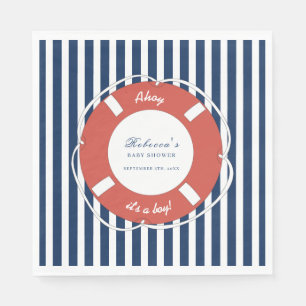Nautical Blue Striped Baby Shower Boy Napkin
