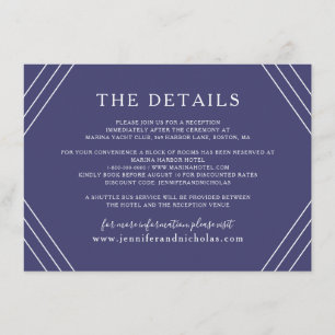 Nautical Blue Stripes Gold Anchor Wedding Details Enclosure Card