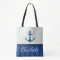 Nautical Blue Stripes Pattern Anchor Custom Name