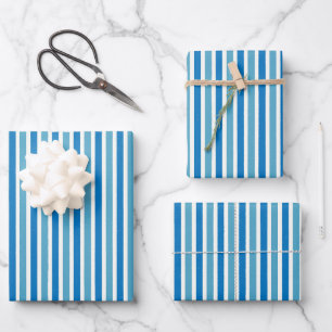 Nautical Blue Stripes Pattern Wrapping Paper Sheet