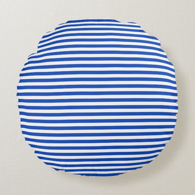 Nautical Blue Stripes Round Cushion (Front)