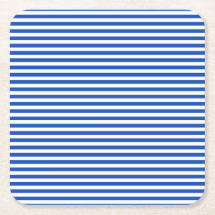 Nautical Blue Stripes Square Paper Coaster
