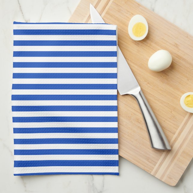 Nautical Blue Stripes Tea Towel (Quarter Fold)
