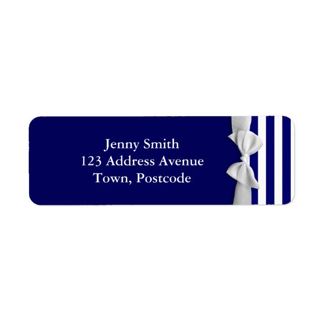 Nautical blue stripes & white ribbon bow graphic (Front)