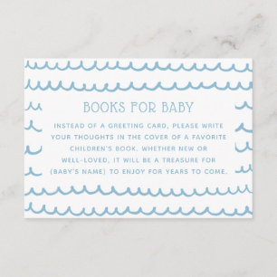 Nautical Blue Waves   Books for Baby Boy Shower Enclosure Card