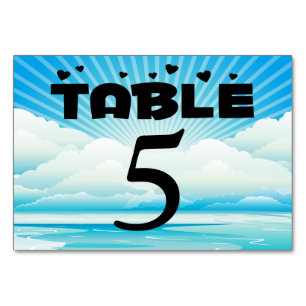 Nautical Blue Wedding / Party Ocean Table Number