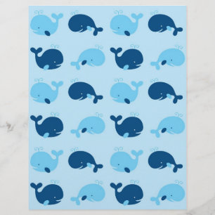 Nautical Blue Whale Baby Scrapbook Paper