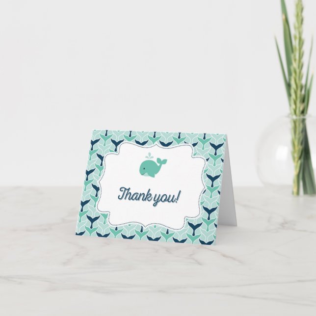 Nautical Blue Whale Thank You Card (Front)