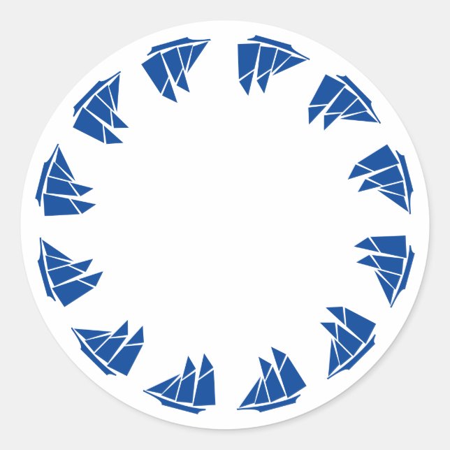 Nautical blue white boat frame blank coastal favou classic round sticker (Front)