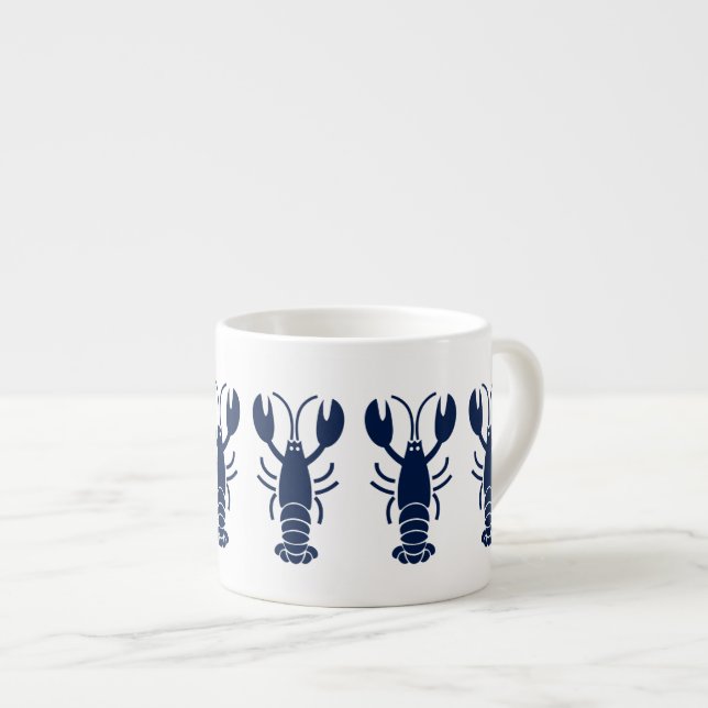 Nautical Blue White Lobster Espresso Cup (Front Right)