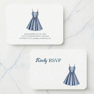 Nautical Blue & White Striped Dress Birthday RSVP Enclosure Card