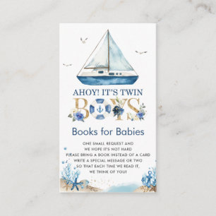 Nautical Boat Ahoy It's Twin Boys Books for Babies Enclosure Card