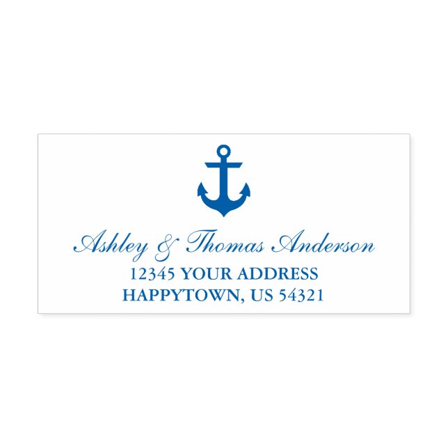 Nautical Boat Anchor Address Blue Self-inking Stamp (Design)