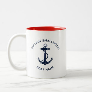 Nautical Boat Anchor Captain and Crew Swag Two-Tone Coffee Mug