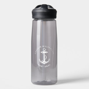 Nautical Boat Anchor Captains Name Custom Water Bottle