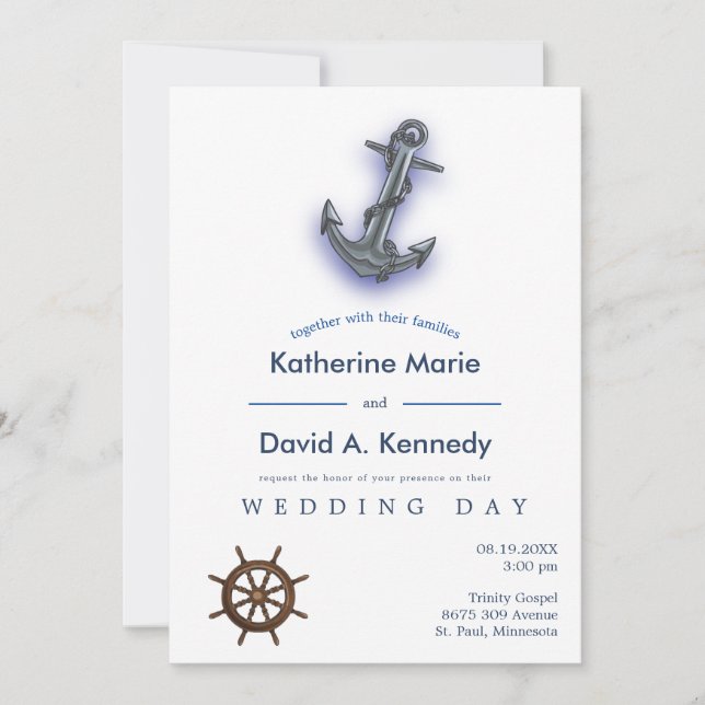 Nautical Boat Anchor Fabulous Sailing Wedding Invitation (Front)