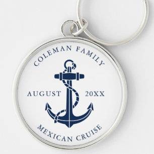 Nautical Boat Anchor Family Cruise Keepsake Custom Key Ring