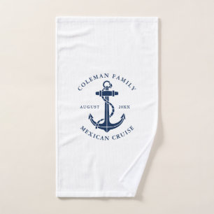 Nautical Boat Anchor Family Cruise Trip Hand Towel
