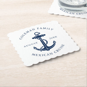 Nautical Boat Anchor Family Sea Cruise Custom Paper Coaster