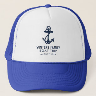 Nautical Boat Anchor Family Trip Navy Blue Custom Trucker Hat