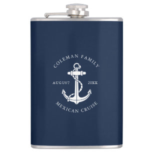 Nautical Boat Anchor Family Trip Swag Hip Flask