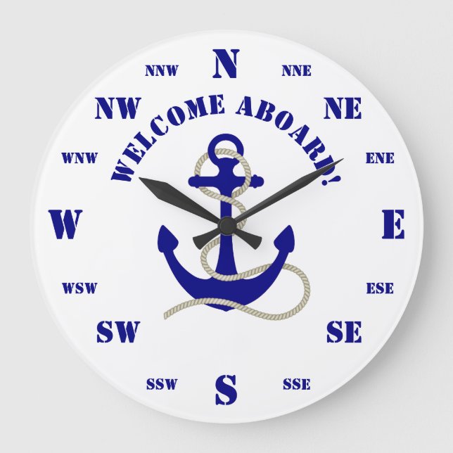 Nautical boat anchor large clock (Front)