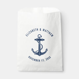 Nautical Boat Anchor Navy Blue Beach Wedding Favour Bags
