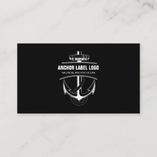 Nautical Boat Anchor Plain Black Business Card
