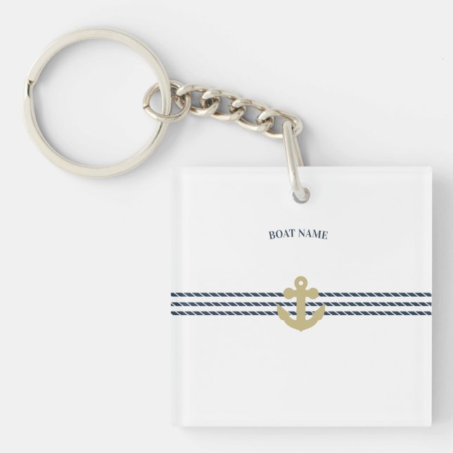 Nautical Boat Anchor,Rope Key Ring (Front)