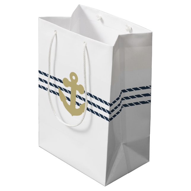 Nautical Boat Anchor,Rope Medium Gift Bag (Back Angled)